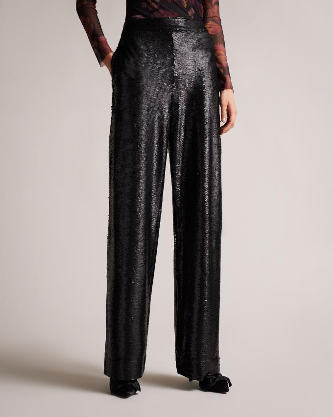 Pantalon Ted Baker Matte Sequin Wide Leg Noir Femme | TFM-13250635